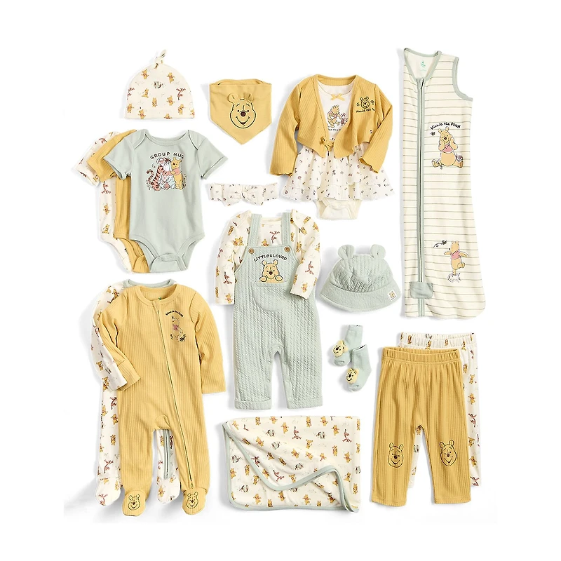 Baby Unisex Winnie The Pooh Crew Neck Short Sleeve 3-pc. Bodysuit