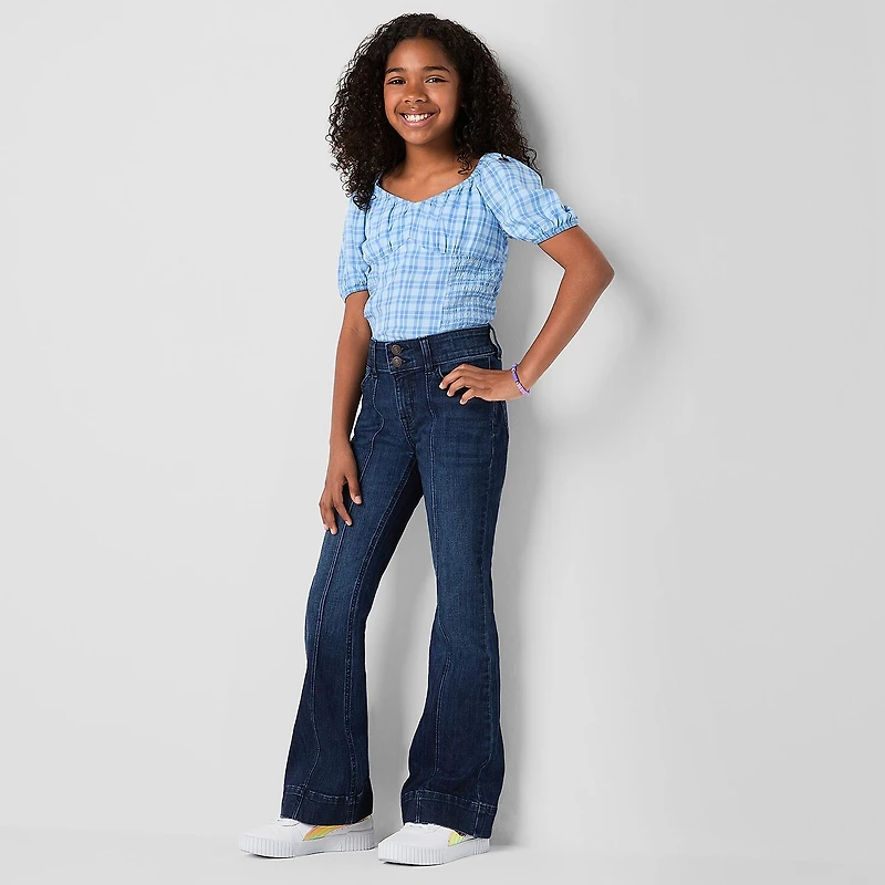 Thereabouts Little & Big Kid Girls U Neck Short Sleeve Blouse