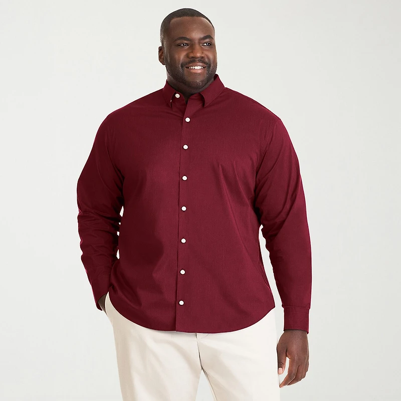 Van Heusen Cronbie Mens Long Sleeve Regular Fit Stretch Fabric Big and Tall Button-Down Shirt