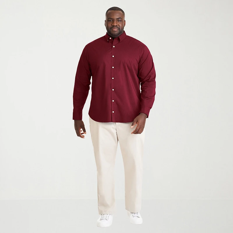 Van Heusen Cronbie Mens Long Sleeve Regular Fit Stretch Fabric Big and Tall Button-Down Shirt