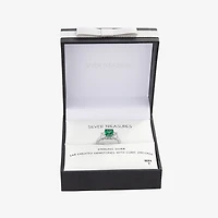Silver Treasures Lab Created Emerald & Cubic Zirconia Sterling Silver Side Stone Cocktail Ring