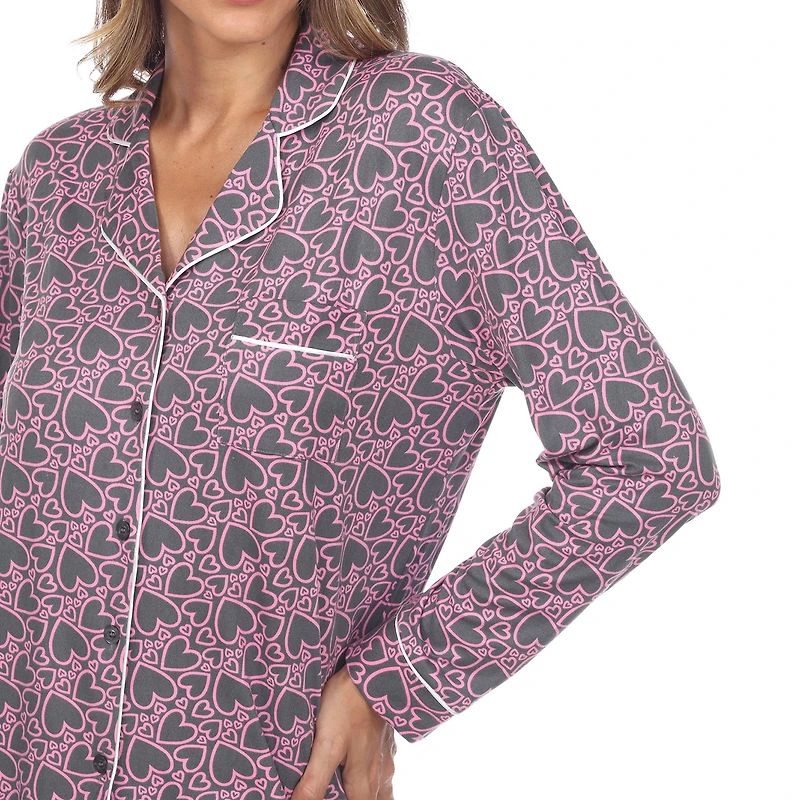 White Mark Womens Long Sleeve 2-pc. Pajama Set