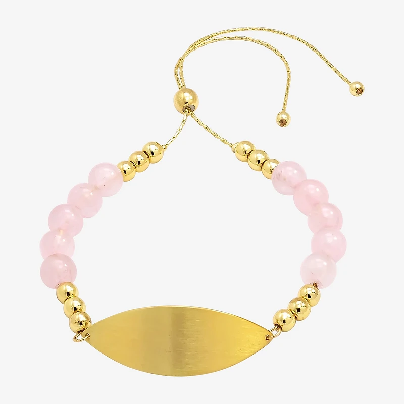 Sparkle Allure Empowerment Womens Pink Quartz 14K Gold Over Brass Beaded Bracelet