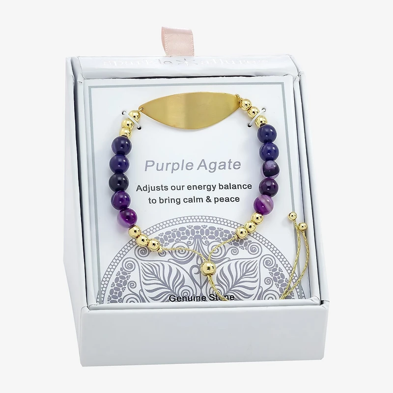 Sparkle Allure Empowerment Womens Purple Amethyst 14K Gold Over Brass Beaded Bracelet