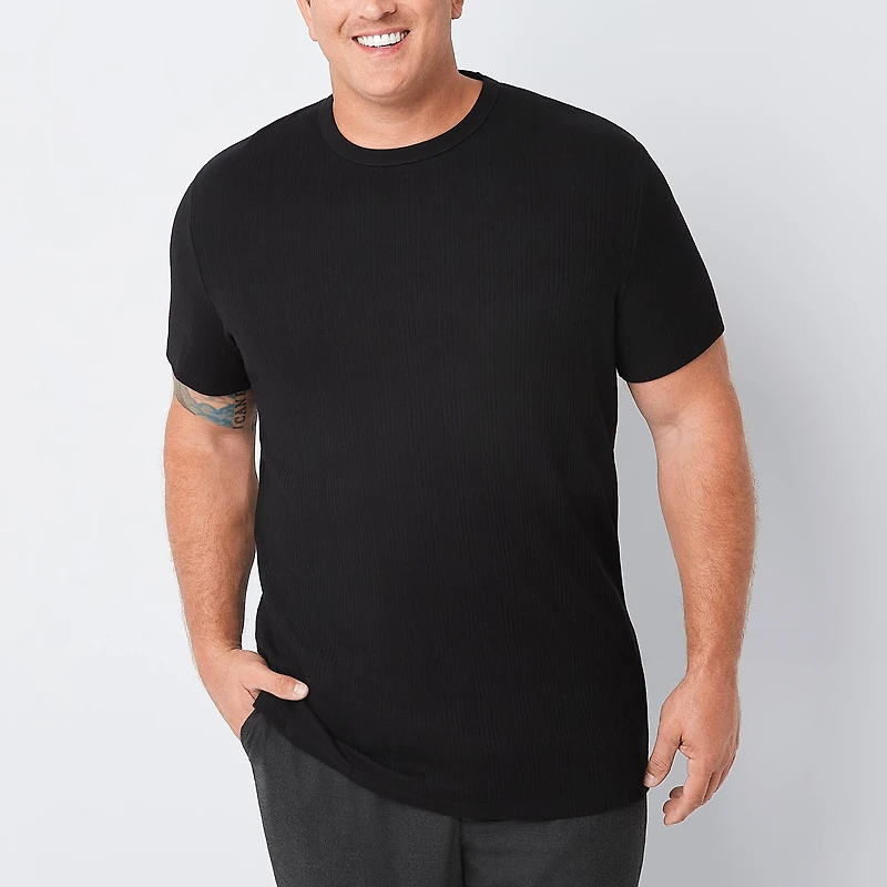 Shaquille O'Neal XLG™ Ribbed Dropneedle Mens Crew Neck Short Sleeve Big and Tall T-Shirt