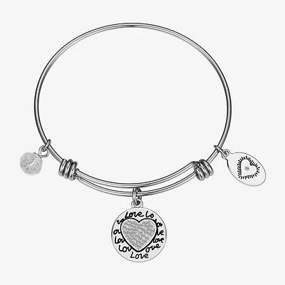 Footnotes Grandma Womens Crystal Stainless Steel Round Bangle Bracelet