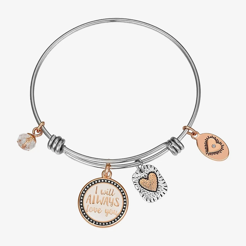 Footnotes Mother & Daughter Womens Stainless Steel Round Bangle Bracelet