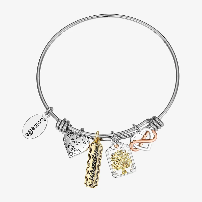 Footnotes Family Tree Womens Stainless Steel Heart Infinity Bangle Bracelet