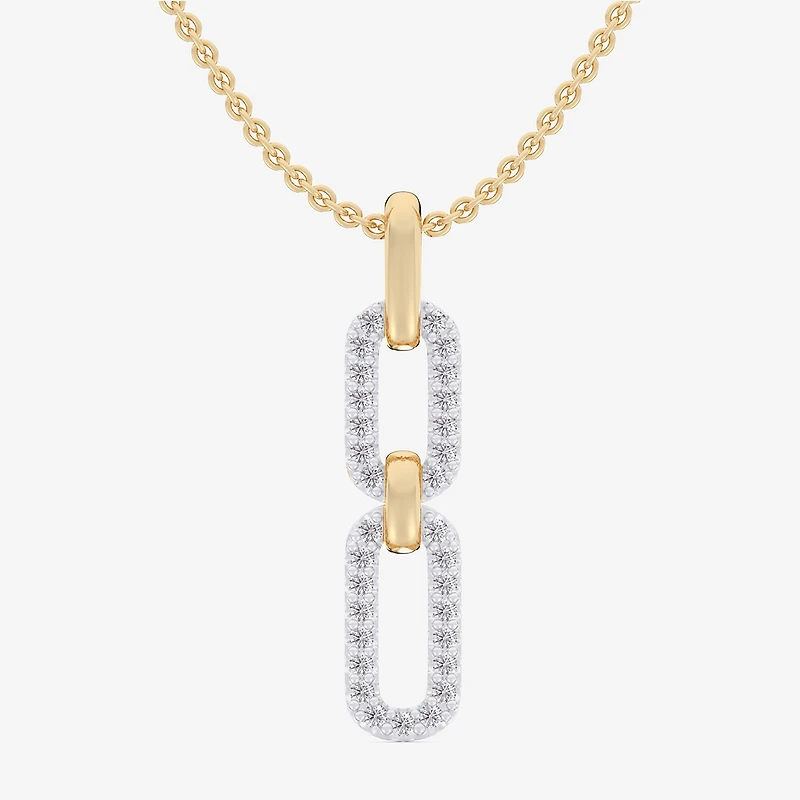 G-H / Si1-Si2) Womens 1/6 CT. T.W. Lab Grown White Diamond 10K Gold Paperclip 18 Inch Pendant Necklace