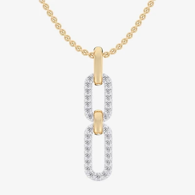 G-H / Si1-Si2) Womens 1/6 CT. T.W. Lab Grown White Diamond 10K Gold Paperclip 18 Inch Pendant Necklace