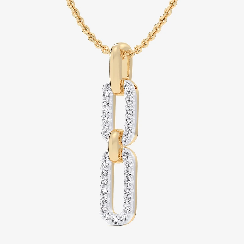 G-H / Si1-Si2) Womens 1/6 CT. T.W. Lab Grown White Diamond 10K Gold Paperclip 18 Inch Pendant Necklace