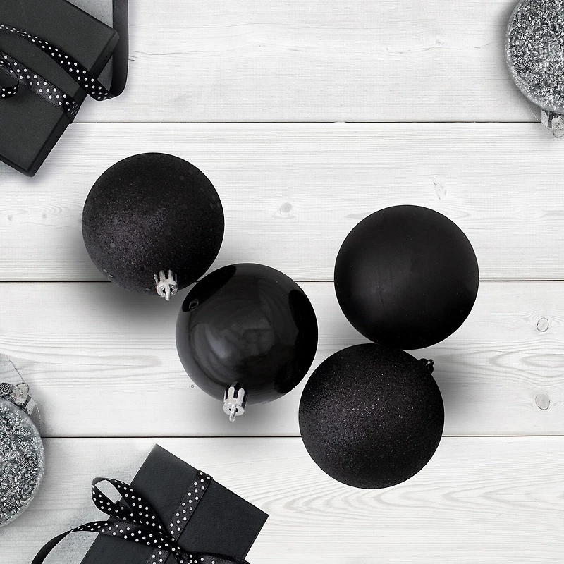 Northlight Black 4-Finish Ball 16-pc. Christmas Ornament