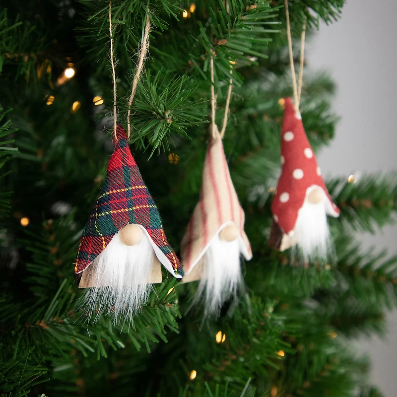 Northlight Wooden Gnomes 3-pc. Christmas Ornament