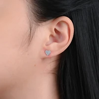 Womens Cubic Zirconia Sterling Silver Heart 3 Pair Earring Set