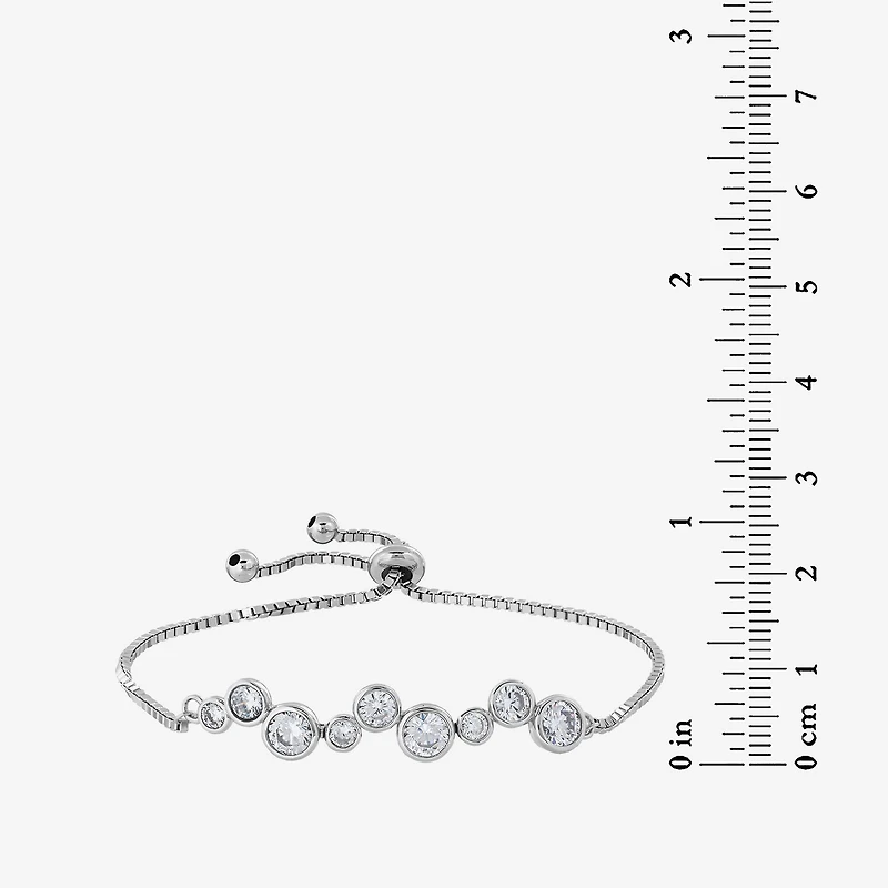 Womens 4 1/4 CT. T.W. Cubic Zirconia Sterling Silver Bolo Bracelet