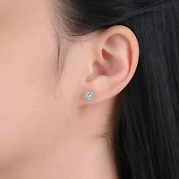 DiamonArt® Preciosa Aurora Borealis 1 1/6 CT. T.W.  White Cubic Zirconia Sterling Silver 6.8mm Stud Earrings