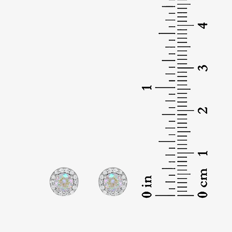 DiamonArt® Preciosa Aurora Borealis 1 1/6 CT. T.W. White Cubic Zirconia Sterling Silver 6.8mm Stud Earrings