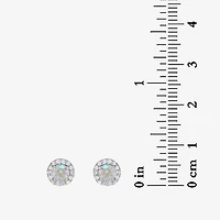 DiamonArt® Preciosa Aurora Borealis 1 1/6 CT. T.W.  White Cubic Zirconia Sterling Silver 6.8mm Stud Earrings