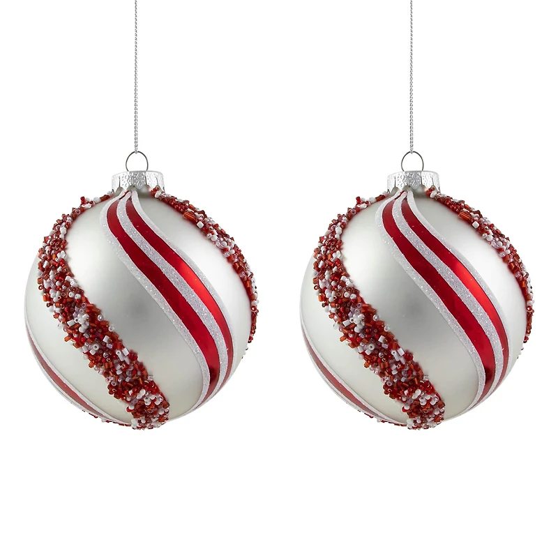 Northlight Striped Ball 2-pc. Christmas Ornament