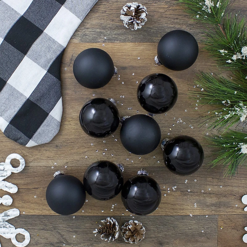 Northlight Black Glass Ball 9-pc. Christmas Ornament