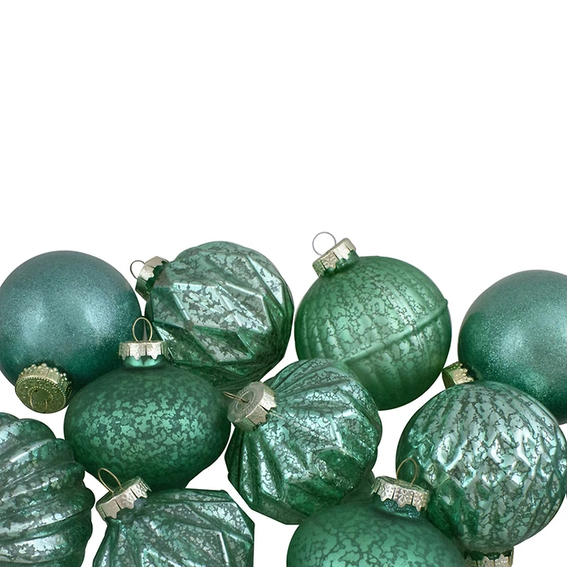 Northlight Green Finial And Glass Ball 12-pc. Christmas Ornament