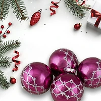 Northlight Pink Glass Ball 4-pc. Christmas Ornament