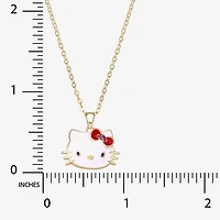 Womens Red Crystal 18K Gold Over Brass Bow 16 Inch Pendant Necklace