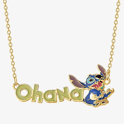 Disney Classics Ohana Womens 18K Gold Over Brass 16 Inch Pendant Necklace