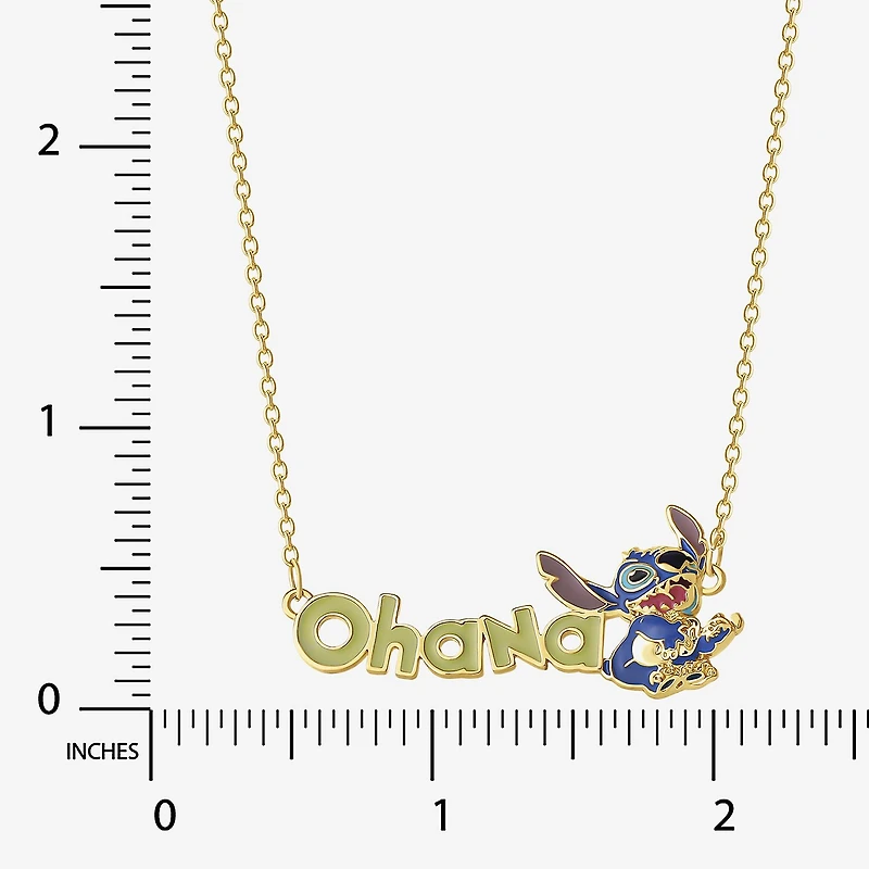 Disney Classics Ohana Womens 18K Gold Over Brass 16 Inch Pendant Necklace