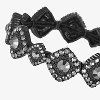 Mixit Black Womens Gray Glass Stretch Bracelet