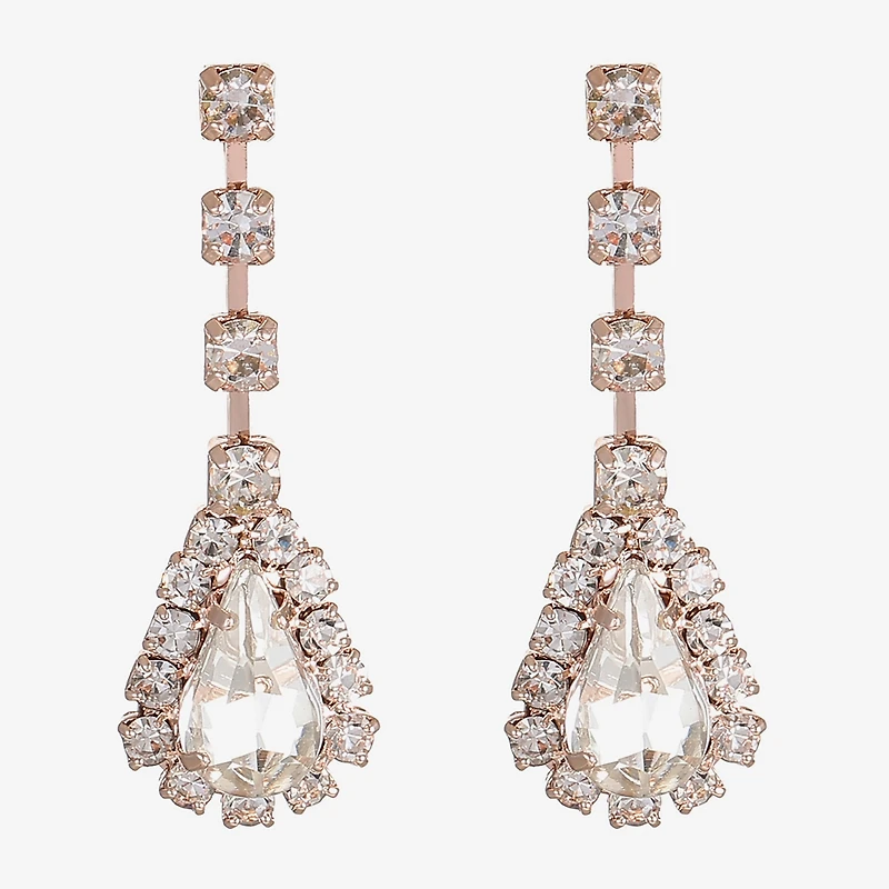 Monet Jewelry Timeless Rose Gold Womens Glass Hypoallergenic Drop Earrings