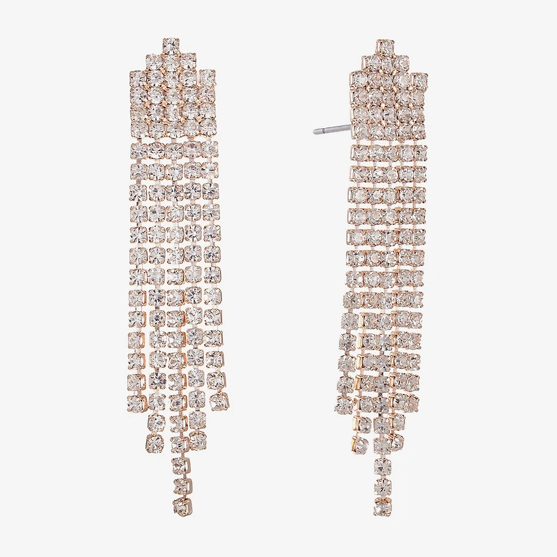 Monet Jewelry Timeless Rose Gold Tassle Womens Glass Hypoallergenic Drop Earrings