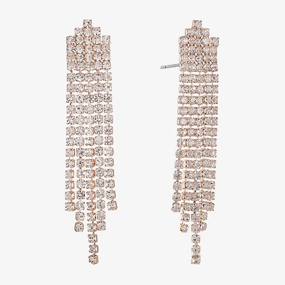 Monet Jewelry Timeless Rose Gold Tassle Womens Glass Hypoallergenic Drop Earrings