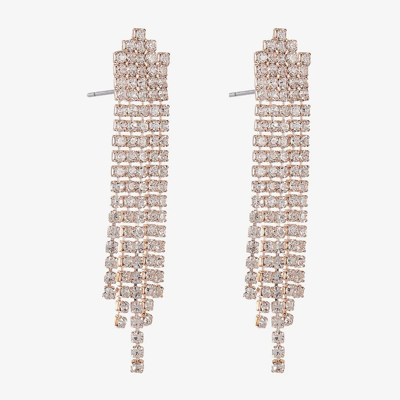Monet Jewelry Timeless Rose Gold Tassle Womens Glass Hypoallergenic Drop Earrings