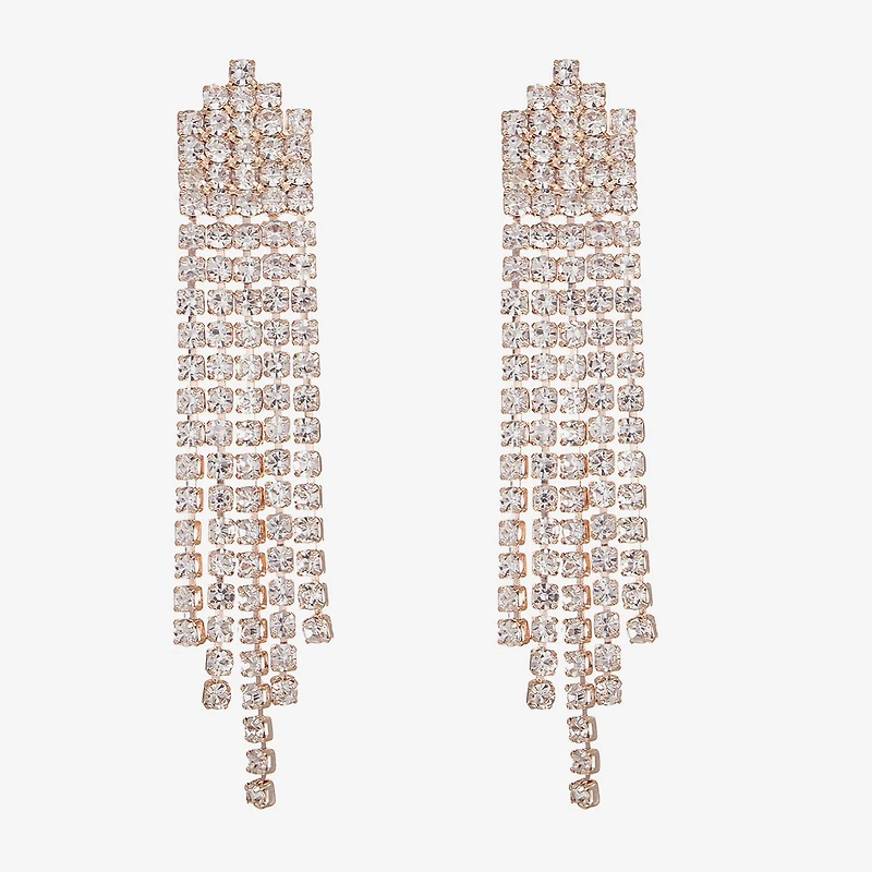 Monet Jewelry Timeless Rose Gold Tassle Womens Glass Hypoallergenic Drop Earrings