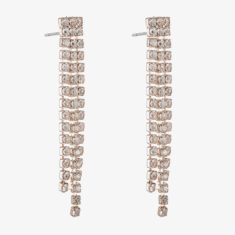Monet Jewelry Timeless Rose Gold Womens Glass Hypoallergenic Drop Earrings