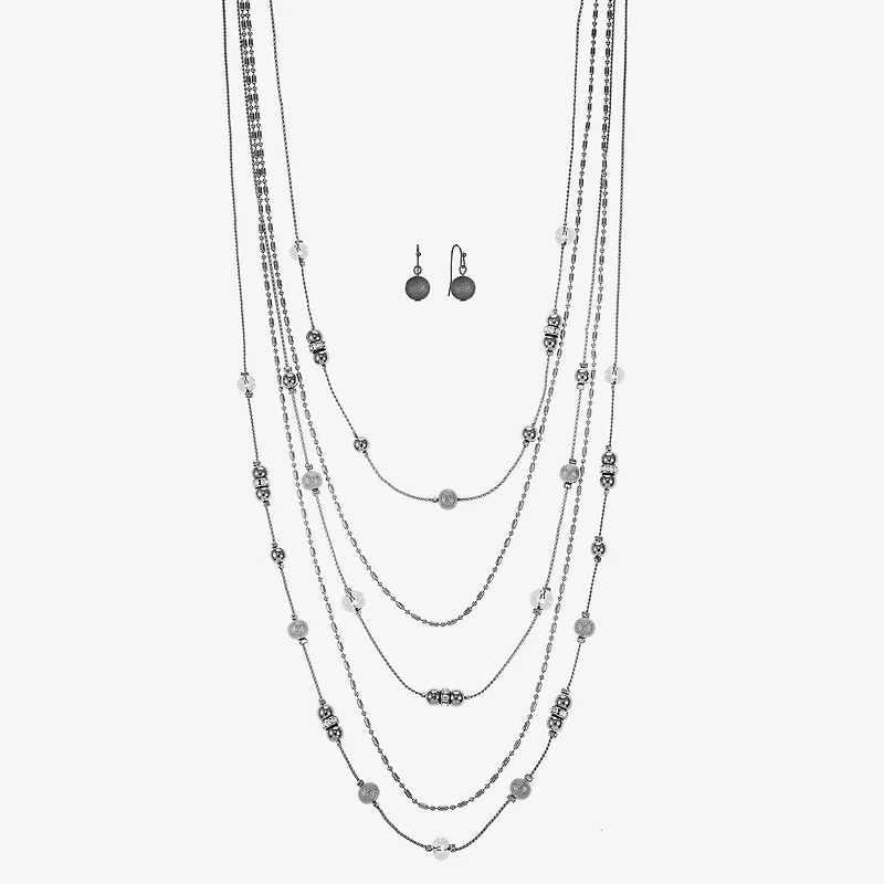 Liz Claiborne Layered Necklace And Drop Earring Womens 2-pc. Jewelry Set