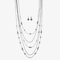 Liz Claiborne Layered Necklace And Drop Earring Womens 2-pc. Jewelry Set