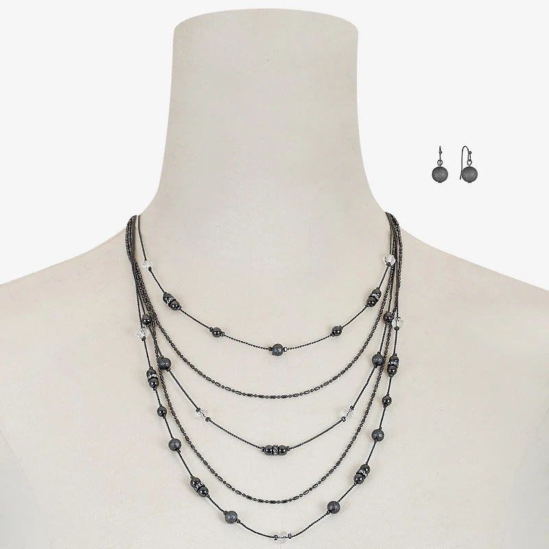 Liz Claiborne Layered Necklace And Drop Earring Womens 2-pc. Jewelry Set