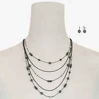 Liz Claiborne Layered Necklace And Drop Earring Womens 2-pc. Jewelry Set