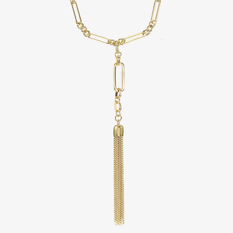 Liz Claiborne Tassle Womens Paperclip 32 Inch Pendant Necklace
