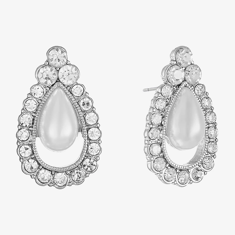 Monet Jewelry Timeless Glass Simulated Pearl 21mm Stud Earrings
