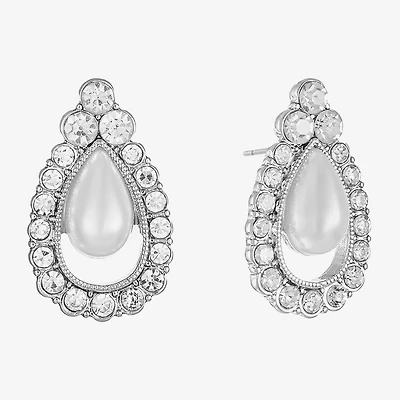 Monet Jewelry Timeless Glass Simulated Pearl 21mm Stud Earrings