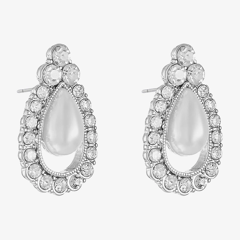 Monet Jewelry Timeless Glass Simulated Pearl 21mm Stud Earrings