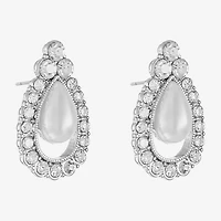 Monet Jewelry Timeless Glass Simulated Pearl 21mm Stud Earrings