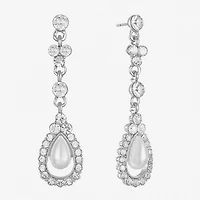 Monet Jewelry Timeless Womens Glass Simulated Pearl Hypoallergenic Drop Earrings