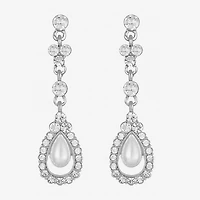 Monet Jewelry Timeless Womens Glass Simulated Pearl Hypoallergenic Drop Earrings