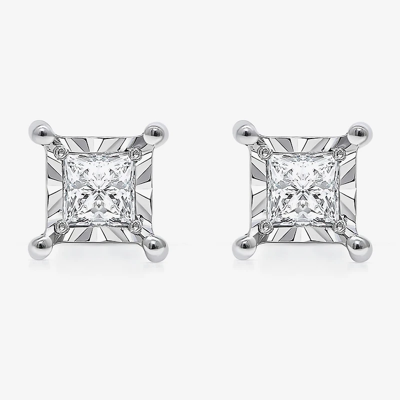 I / I1) 1 CT. T.W. Lab Grown White Diamond 10K Gold Stud Earrings
