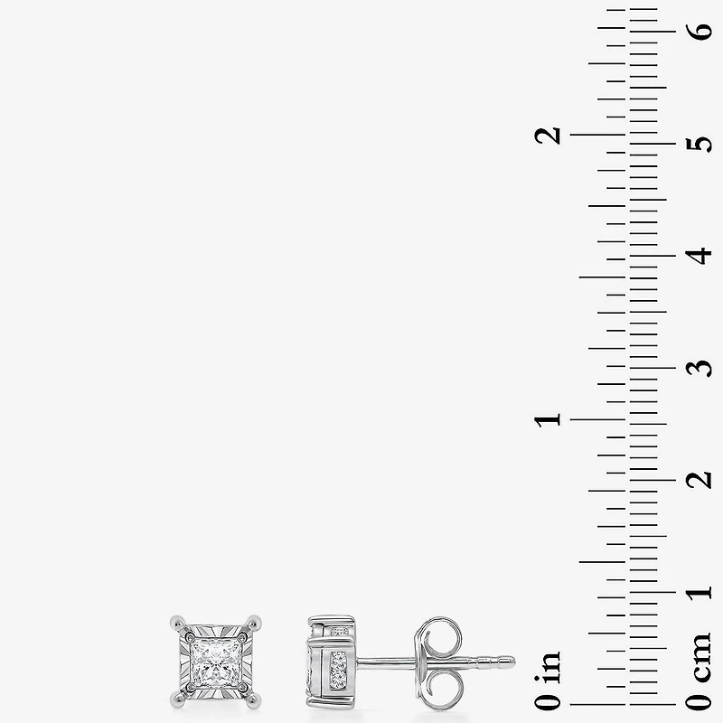 I / I1) 1 CT. T.W. Lab Grown White Diamond 10K Gold Stud Earrings
