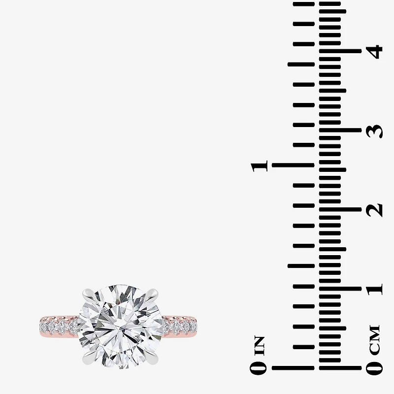 (G-H / Vs2-Si1) Womens 5 1/2 CT. T.W. Lab Grown White Diamond 14K Gold Round Side Stone Engagement Ring